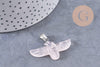 Pendentif oiseau pierre fer platine 40mm, x1 (G9834)