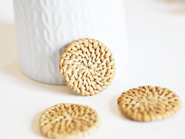 Pendentif osier tressé naturel, perle bois,perle osier, création bijoux, Perles géométriques,30-40mm, X2 G2575