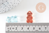 Pendentif ourson en résine colorée 20.5mm, pendentif bonbon, pendentif création de bijoux d'enfance régressifs, X10 (G5945)