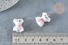Pendentif ourson laiton résine blanche 21mm, pendentif laiton jouet, bijou d'enfance, x1 (G7363)