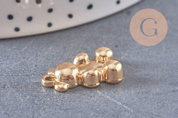 Pendentif ourson zamac doré 18K 20mm, pendentif laiton jouet, bijou d'enfance, x1 G6009