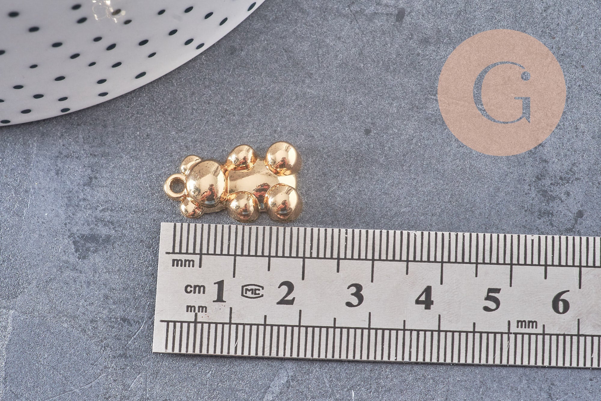 Pendentif ourson zamac doré 18K 20mm, pendentif laiton jouet, bijou d'enfance, x1 G6009