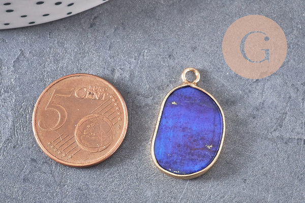 Pendentif oval lapis lazulis, Pendentif bijou pierre naturelle, pendentif pierre naturelle,lapis lazulis naturel,25mm, x1 (G3788)