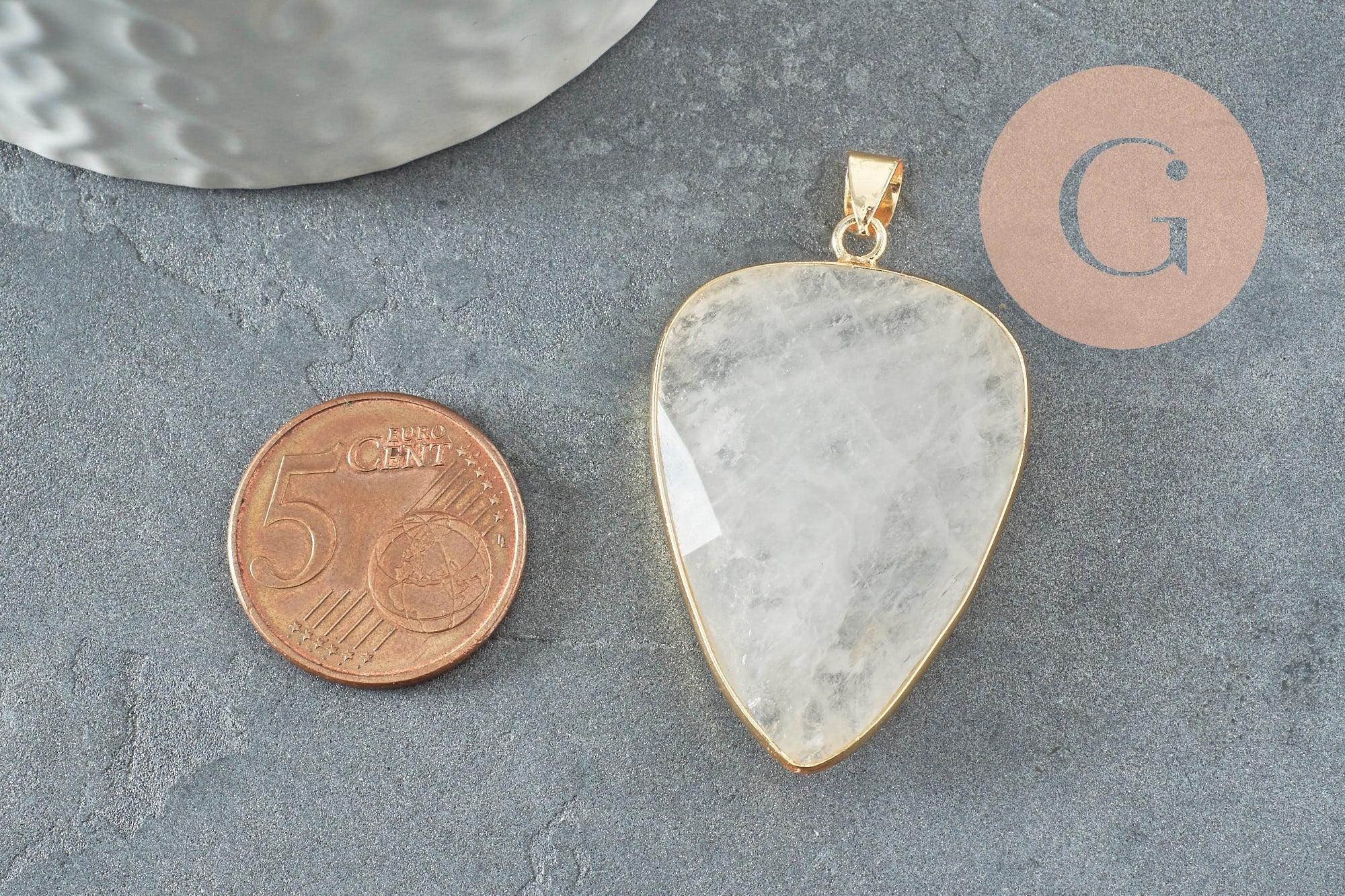 Pendentif ovale Quartz,Pendentif pour bijoux, pendentif pierre, pierre naturelle, quartz naturel,Quartz blanc,création bijoux,40mm, x1 G1288