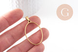 Pendentif ovale acier 201 inoxydable doré sans fond 35mm, x1 (G10190)