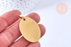 Pendentif ovale acier doré à graver 36mm, x1 (G6881)