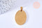 Pendentif ovale acier doré à graver 36mm, x1 (G6881)