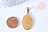 Pendentif ovale acier doré inoxydable 304 à graver 31mm, x1 (G6880)