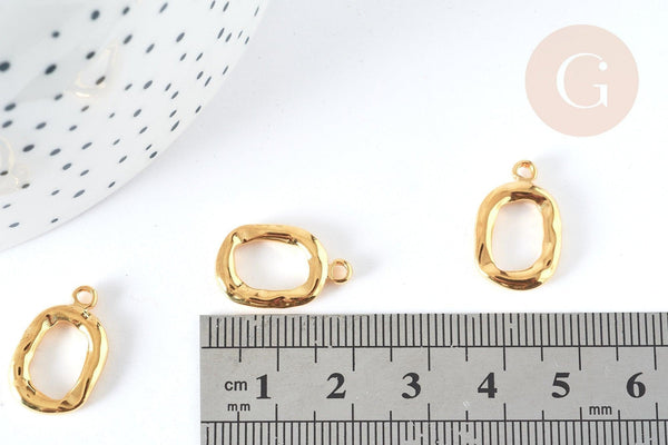 Pendentif ovale acier inoxydable 304 doré 18,5mm,pendentif sans nickel pour création bijoux, x1 G7390