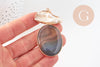 Pendentif ovale agate naturelle colorée et perle nacre 62-63mm, x1 (G2038)