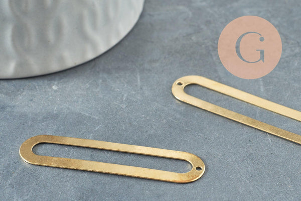 Pendentif ovale allongé laiton brut 46mm, x2 (G4683)