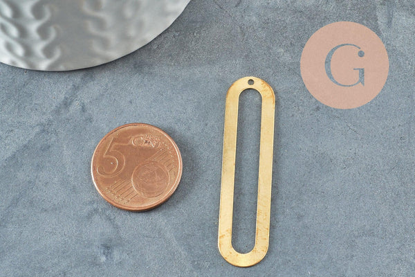 Pendentif ovale allongé laiton brut 46mm, x2 (G4683)