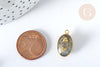 Pendentif ovale amulette labradorite argent 925 doré 18K 30mm, pendentif pierre naturelle, x1, G7714