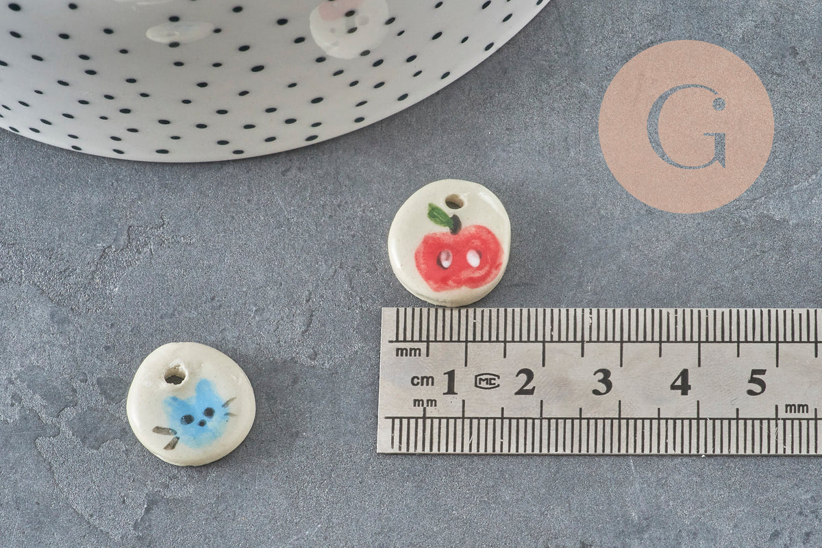 Pendentif ovale céramique Fabriqués en France 16mm, x1 (G11390) VALIDE-Breloques et pendentifs-Gingerlily Perles