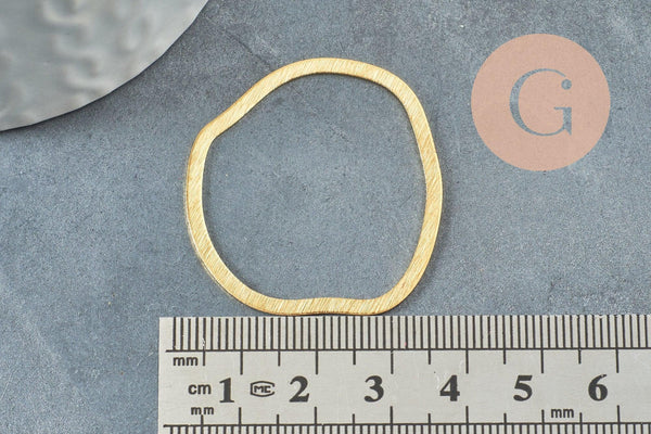 Pendentif ovale laiton brut 38mm, création bijoux géométrique, x2 (G3252)