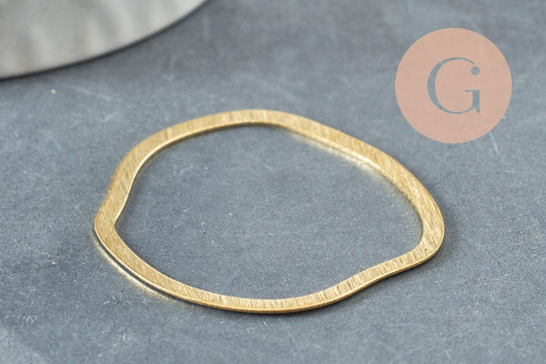 Pendentif ovale laiton brut 38mm, création bijoux géométrique, x2 (G3252)