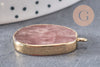 Pendentif ovale quartz fraise fer doré 28mm, x1 (G1138)
