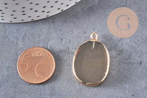 Pendentif ovale quartz fumé naturel 28mm, x1 (G1137)