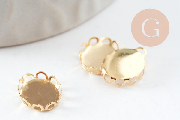 Pendentif ovale support cabochon acier 304 inoxydable doré 10x8mm, )x1 (G4671)