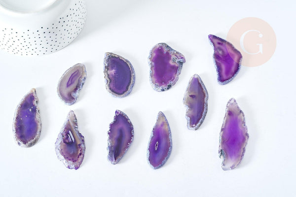 Pendentif ovale tranche agate violette 50-110mm,Pendentif pour bijoux,pierre naturelle, x1 (G8361)