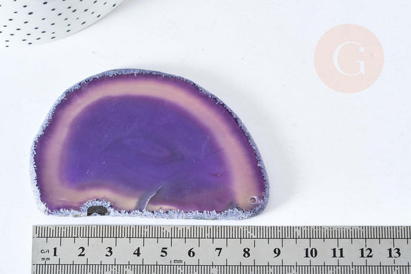 Pendentif ovale tranche agate violette 50-110mm,Pendentif pour bijoux,pierre naturelle, x1 (G8361)