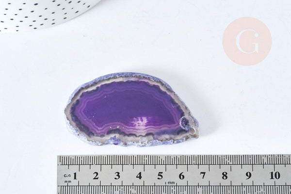 Pendentif ovale tranche agate violette 50-110mm,Pendentif pour bijoux,pierre naturelle, x1 (G8361)