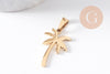 Pendentif palmier acier 304 inoxydable doré ou platine 17.5mm à 22mm, x1 (G10289)