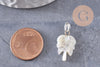 Pendentif palmier nacre blanche naturelle laiton platine 20.5mm, création bijoux coquillage blanc, x1 (G9918)