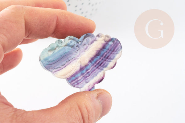 Pendentif papillon fluorite, pendentif en pierre naturelle, fluorite naturel 48mm, x1 (G3624)