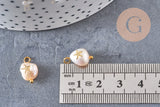 Pendentif perle naturelle Keshi étoile de mer doré 13-16mm,porte bonheur,perle eau douce,perle naturelle blanche, x1 (G6231)