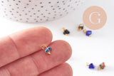 Pendentif perle triangle doré carats cristal multicolore transparent 8mm,pendentif cristal, pendentif doré cristal, x10 (G6247)