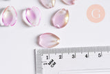Pendentif pétale verre prune 16mm, perles verre tchèque, perle végétal, x10 (G7082)
