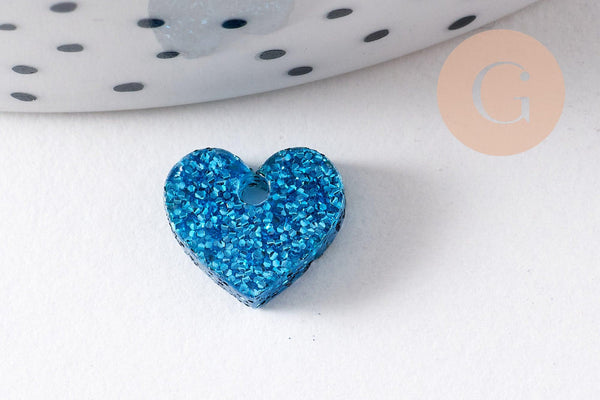 Pendentif petit coeurs acrylique 10mm, x5 (G10208)