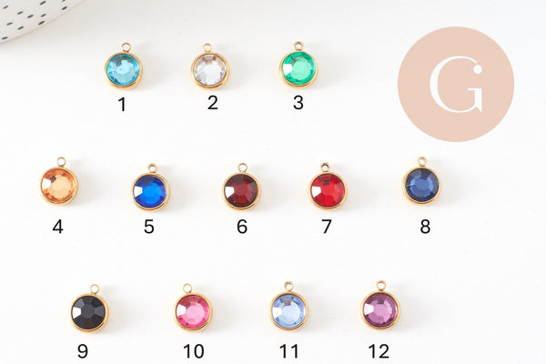 Pendentif pierre acier 304 inoxydable doré 12mm, x1 (G10745)