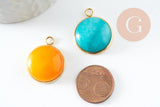 Pendentif pierre acier 304 inoxydable doré 27mm, x1 (G9486)