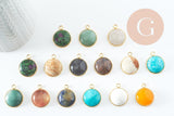 Pendentif pierre acier 304 inoxydable doré 27mm, x1 (G9486)