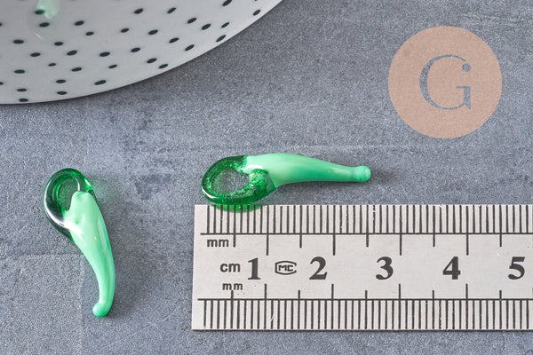 Pendentif piment verre tchèque 18-27mm,pendentif verre artisanal,pendentif chance x10 G4231