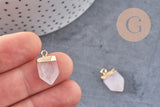 Pendentif pointe aventurine rose naturelle 19mm, pendentif, pendentif pierre rose aventurine naturelle, x1 (G5922)