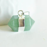 Pendentif pointe aventurine verte,pendentif bijoux, pendentif cristal naturel argenté, Bijou pierre, X1 G1293
