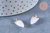 Pendentif pointe cristal de roche facettée fer doré 21mm, pendentif bijou pierre naturelle, x1 G7410