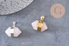 Pendentif pointe cristal quartz rose ,pendentif pierre cristal,doré,22mm x1 (G3863)