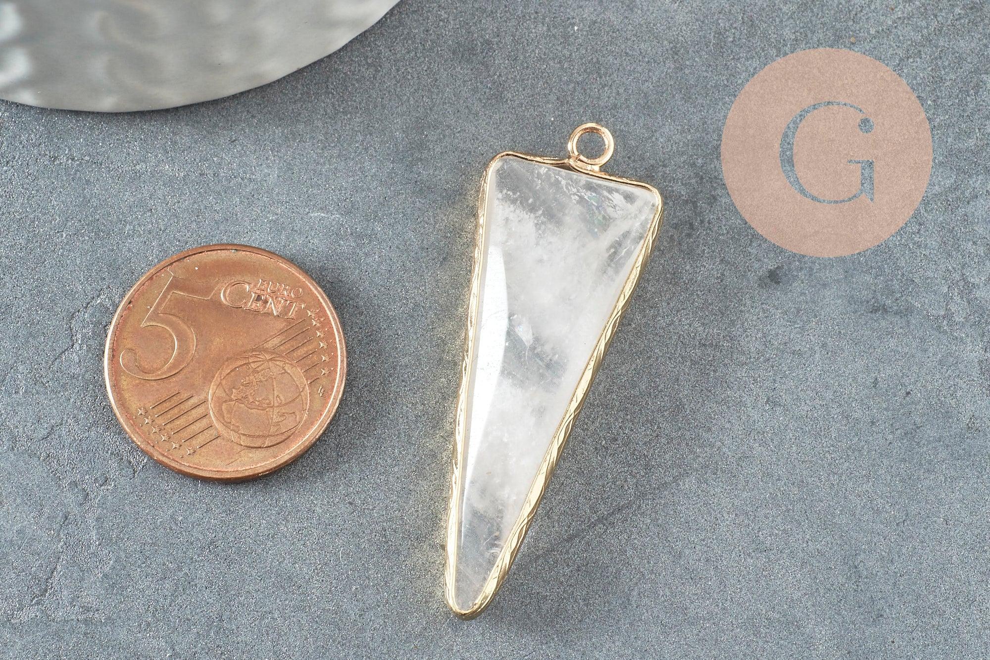 Pendentif pointe cristal transparent,fourniture créative,pendentif bijoux, pendentif pierre,cristal naturel, pendentif cristal,46mm, x1 G0150
