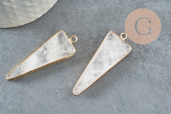 Pendentif pointe cristal transparent,fourniture créative,pendentif bijoux, pendentif pierre,cristal naturel, pendentif cristal,46mm, x1 G0150