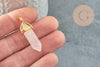 Pendentif pointe quartz rose naturel zamac doré 39-41mm, création bijoux pierre naturelle, x1 G1649