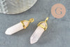 Pendentif pointe quartz rose naturel zamac doré 39-41mm, création bijoux pierre naturelle, x1 G1649