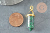 Pendentif pointe rubis zoisite naturelle laiton doré 37-40mm, pendentif bijou pierre naturelle, x1 G5206