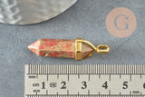 Pendentif pointe unakite vert naturel 37-40mm, x1 (G3077)