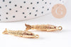 Pendentif poisson articulé laiton doré zircon 29.5mm, x1 (G10303)