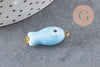 Pendentif poisson porcelaine multicolore Acier 304 inoxydable doré 25mm, x1 (G9816)
