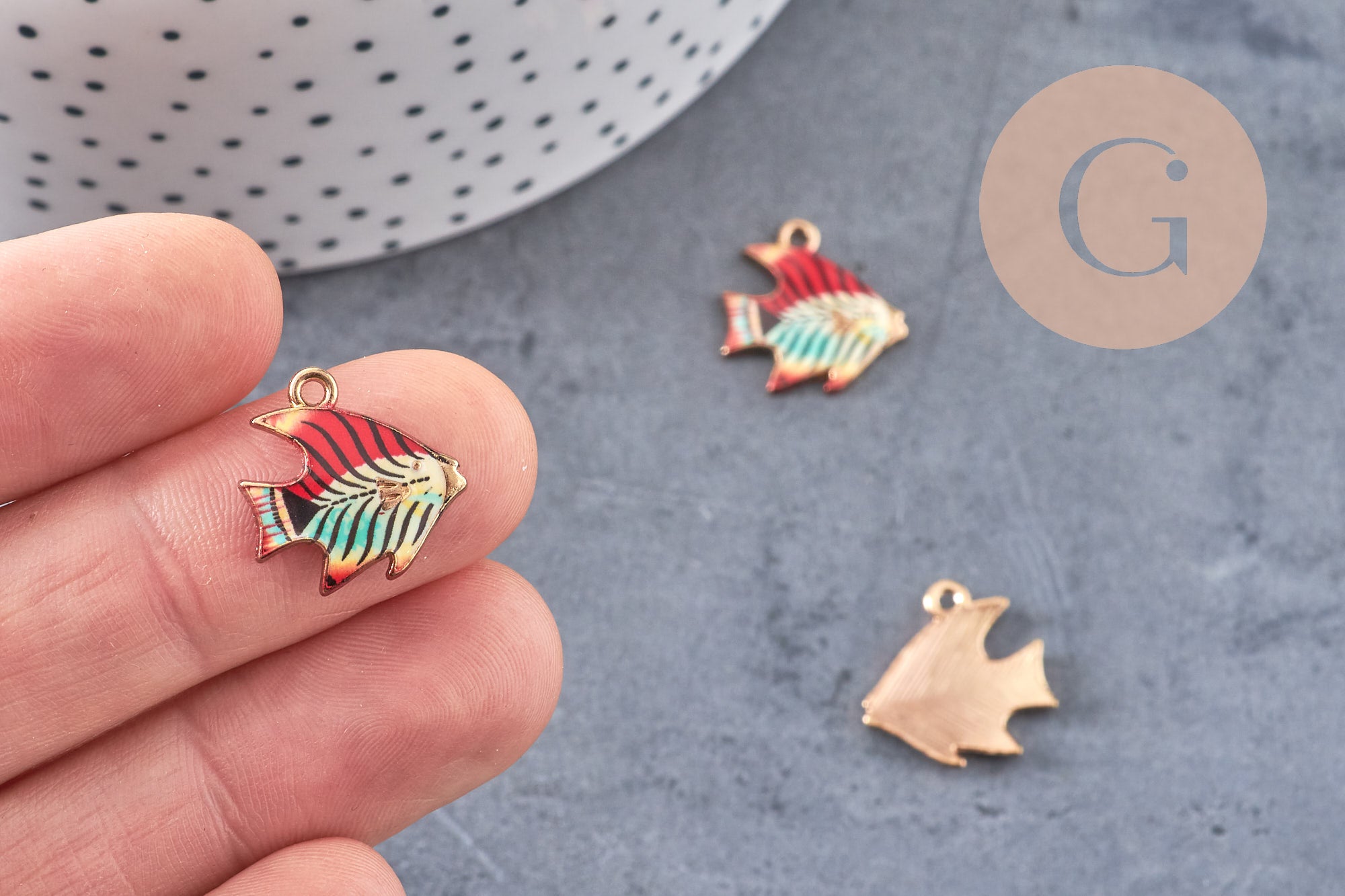 Pendentif poisson zamac doré 16.5mm, x5 (G4024)
